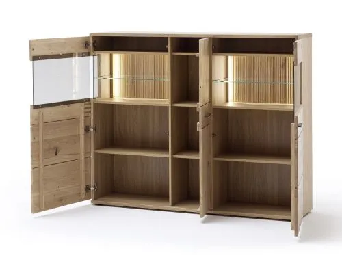 Highboard Salvador | Balkeneiche Bianco | LED Beleuchtung