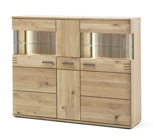 Highboard Salvador | Balkeneiche Bianco | ohne Beleuchtung