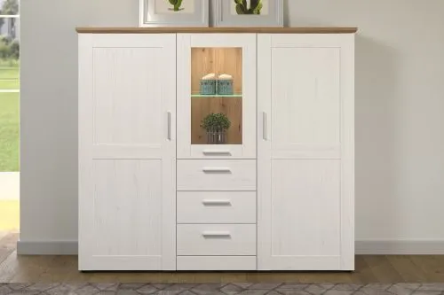 Highboard Shade | Andersen Pinie weiß / Artisan Eiche | Landhausstil | Komplettset
