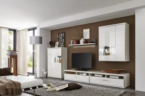 Highboard Trento 2 | weiß Hochglanz | LED Beleuchtung