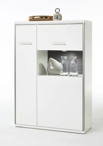Highboard Trento 2 | weiß Hochglanz | mit 1er Set LED Unterbauspot weiß