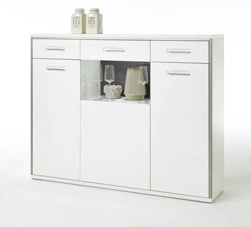 Highboard Trento | weiß Hochglanz | LED Beleuchtung