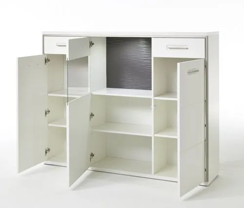 Highboard Trento | weiß Hochglanz | ohne Beleuchtung