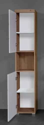 Hochschrank Amanda | weiß Hochglanz / Eiche Asteiche