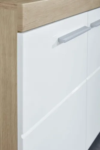 Hochschrank Amanda | weiß Hochglanz / Eiche Asteiche