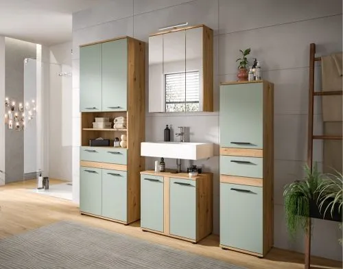 Hochschrank Badschrank Blake | Salbei / Artisan Eiche