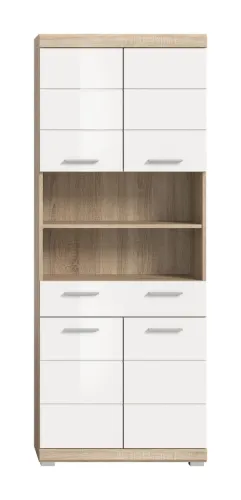 Hochschrank breit Lambada | weiß Hochglanz / Sonoma Eiche