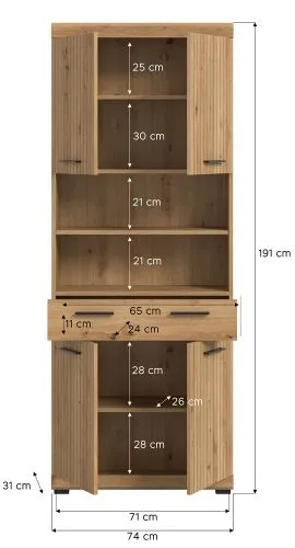 Hochschrank breit Scout | mit Schubkasten | Artisan Eiche