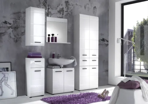 Hochschrank breit Skin | weiß Hochglanz