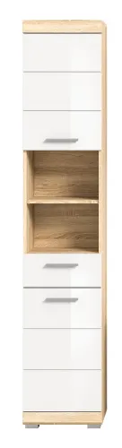 Hochschrank Lambada | weiß Hochglanz / Sonoma Eiche hell