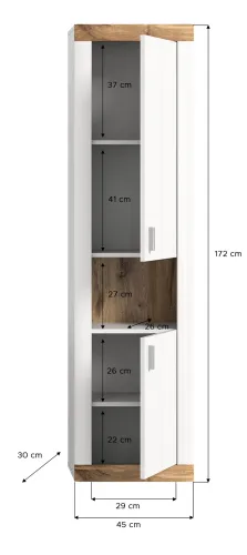 Hochschrank Laredo | weiß / Nox Oak