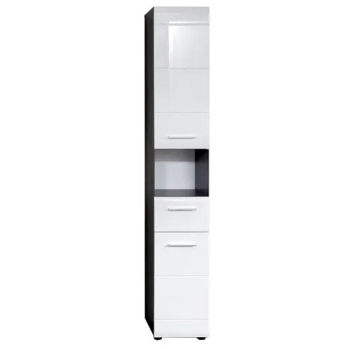 Hochschrank Line | weiß Hochglanz / Sardegna Rauchsilber
