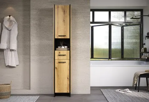 Hochschrank Safiya | Evoke Eiche / Schwarz