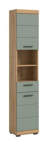 Hochschrank Scout | mit Schubkasten | Salbei / Artisan Eiche