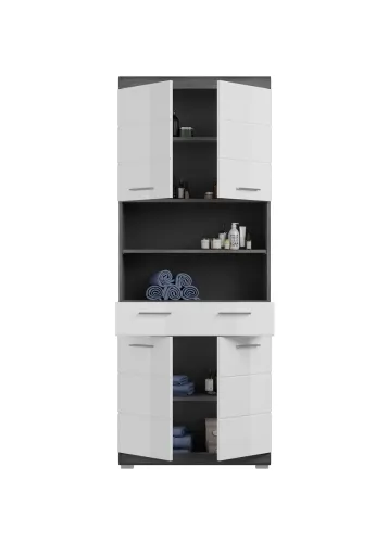 Hochschrank Scout | weiß Hochglanz / rauchsilber