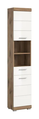 Hochschrank Wave | weiß Hochglanz / Nox Oak