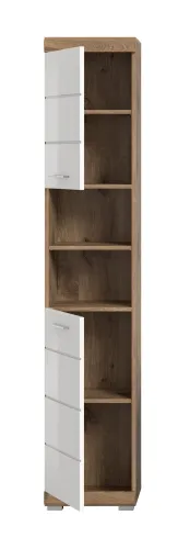 Hochschrank Wave | weiß Hochglanz / Nox Oak