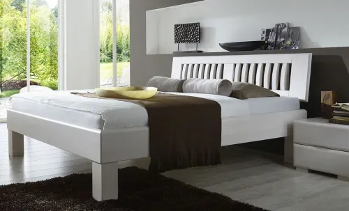 Holzbett massiv Dahlia | Buche weiß lackiert | 160x190 | Kopfteil 1