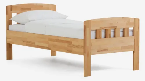 Holzbett massiv Jasmine | Kernbuche geölt | 120x190 | Kopfteil 1 mit Fußteil