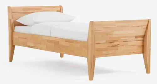 Holzbett massiv Jasmine | Kernbuche geölt | 120x210 | Kopfteil 3 mit Fußteil