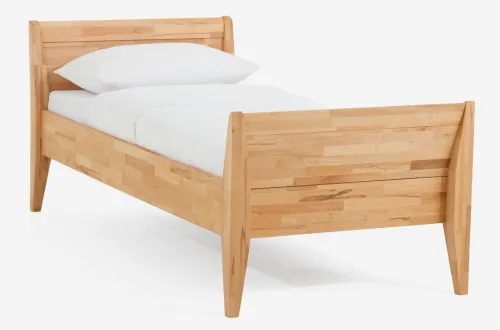 Holzbett massiv Jasmine | Kernbuche geölt | 90x190 | Kopfteil 3 mit Fußteil
