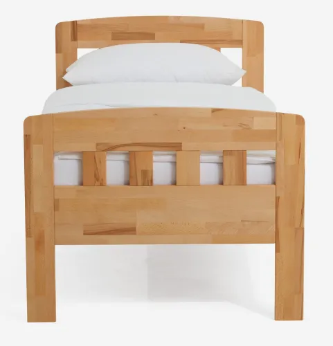 Holzbett massiv Jasmine | Kernbuche geölt | 90x210 | Kopfteil 1 mit Fußteil