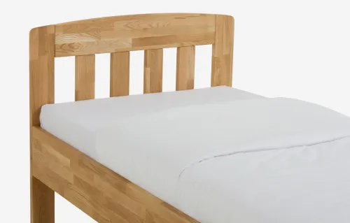 Holzbett massiv Jasmine | Wildeiche honig geölt | 100x190 | Kopfteil 1 mit Fußteil