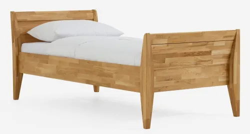 Holzbett massiv Jasmine | Wildeiche honig geölt | 100x210 | Kopfteil 2 mit Fußteil