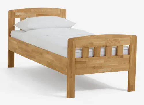 Holzbett massiv Jasmine | Wildeiche honig geölt | 120x210 | Kopfteil 1 mit Fußteil