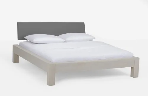 Holzbett massiv Lotus | Wildeiche weiß geölt | 160x220 | Kopfteil 1