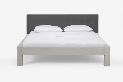 Holzbett massiv Lotus | Wildeiche weiß geölt | 200x200 | Kopfteil 2