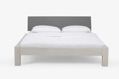 Holzbett massiv Lotus | Wildeiche weiß geölt | 200x220 | Kopfteil 1