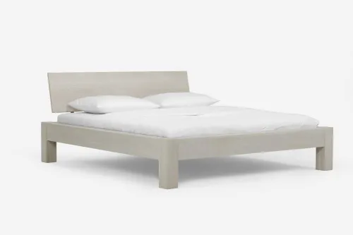 Holzbett massiv Lotus | Wildeiche weiß geölt | 200x220 | Kopfteil 3