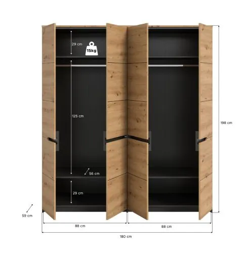 Kleiderschrank Canu | Artisan / Basalt grau