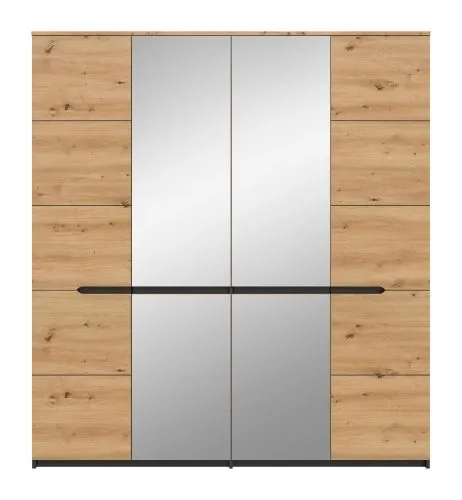 Kleiderschrank Canu | mit Spiegeltüren | Artisan / Basalt grau