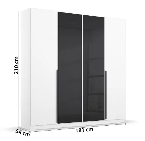 Kleiderschrank Drehtürenschrank Artemis | mit Glastüren | alpinweiß / basalt grau | verschiedene größen