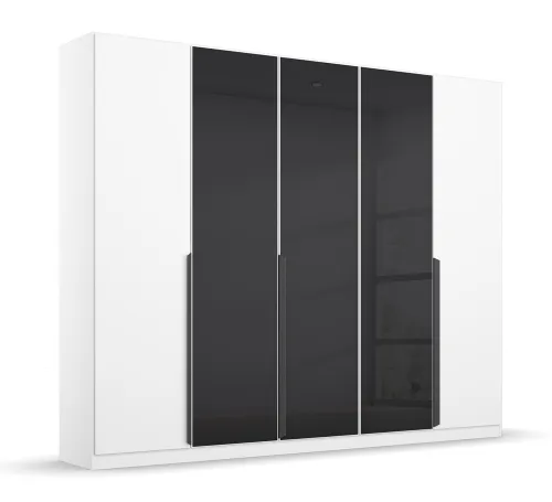 Kleiderschrank Drehtürenschrank Artemis | mit Glastüren | alpinweiß / basalt grau | verschiedene größen