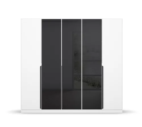 Kleiderschrank Drehtürenschrank Artemis | mit Glastüren | alpinweiß / basalt grau | verschiedene größen