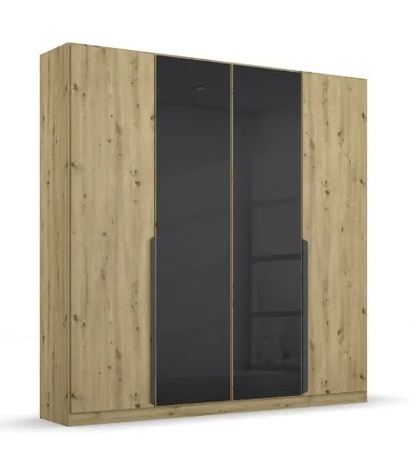 Kleiderschrank Drehtürenschrank Artemis | mit Glastüren | Eiche Artisan / basalt grau | verschiedene größen