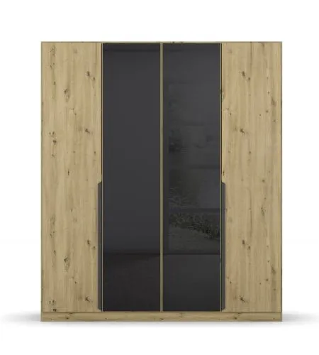 Kleiderschrank Drehtürenschrank Artemis | mit Glastüren | Eiche Artisan / basalt grau | verschiedene größen
