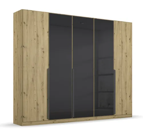 Kleiderschrank Drehtürenschrank Artemis | mit Glastüren | Eiche Artisan / basalt grau | verschiedene größen