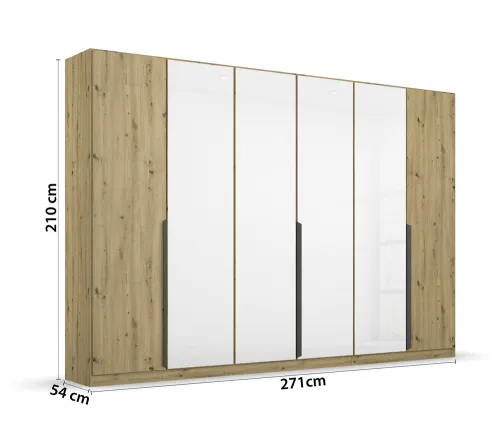 Kleiderschrank Drehtürenschrank Artemis | mit Glastüren | Eiche Artisan / weiß | verschiedene größen