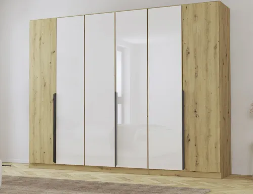 Kleiderschrank Drehtürenschrank Artemis | mit Glastüren | Eiche Artisan / weiß | verschiedene größen