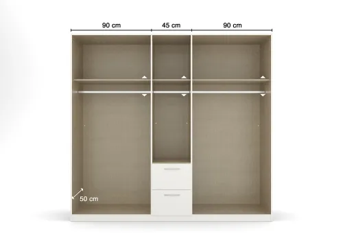 Kleiderschrank Drehtürenschrank Dark&Wood | 5-türig | mit Schubkästen | grau metallic / Eiche Artisan | 226x210