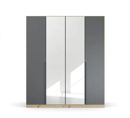 Kleiderschrank Drehtürenschrank Dark&Wood | mit Spiegeltüren | grau metallic / Eiche Artisan | verschiedene Größen