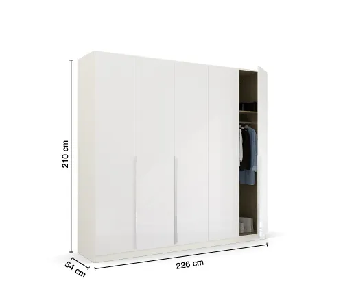Kleiderschrank Drehtürenschrank Glamour | 5-türig | weiß Hochglanz / alpinweiß | 226x210