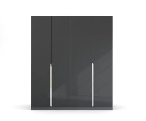Kleiderschrank Drehtürenschrank Glamour | effektgrau Hochglanz / grau metallic | verschiedene Größen