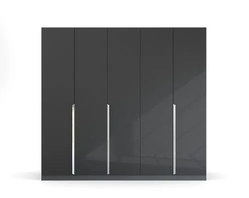 Kleiderschrank Drehtürenschrank Glamour | effektgrau Hochglanz / grau metallic | verschiedene Größen