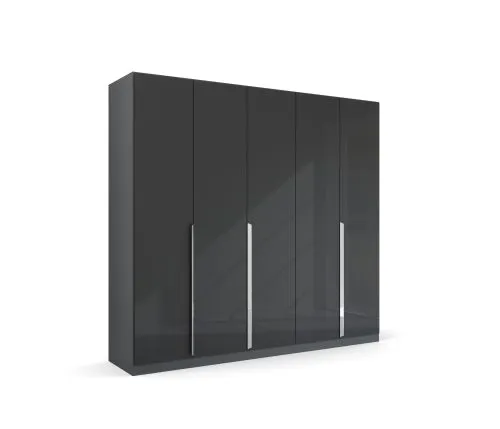 Kleiderschrank Drehtürenschrank Glamour | effektgrau Hochglanz / grau metallic | verschiedene Größen
