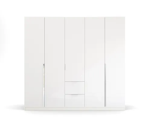 Kleiderschrank Drehtürenschrank Glamour | mit Schubkästen | weiß Hochglanz / alpinweiß | verschiedene Größen